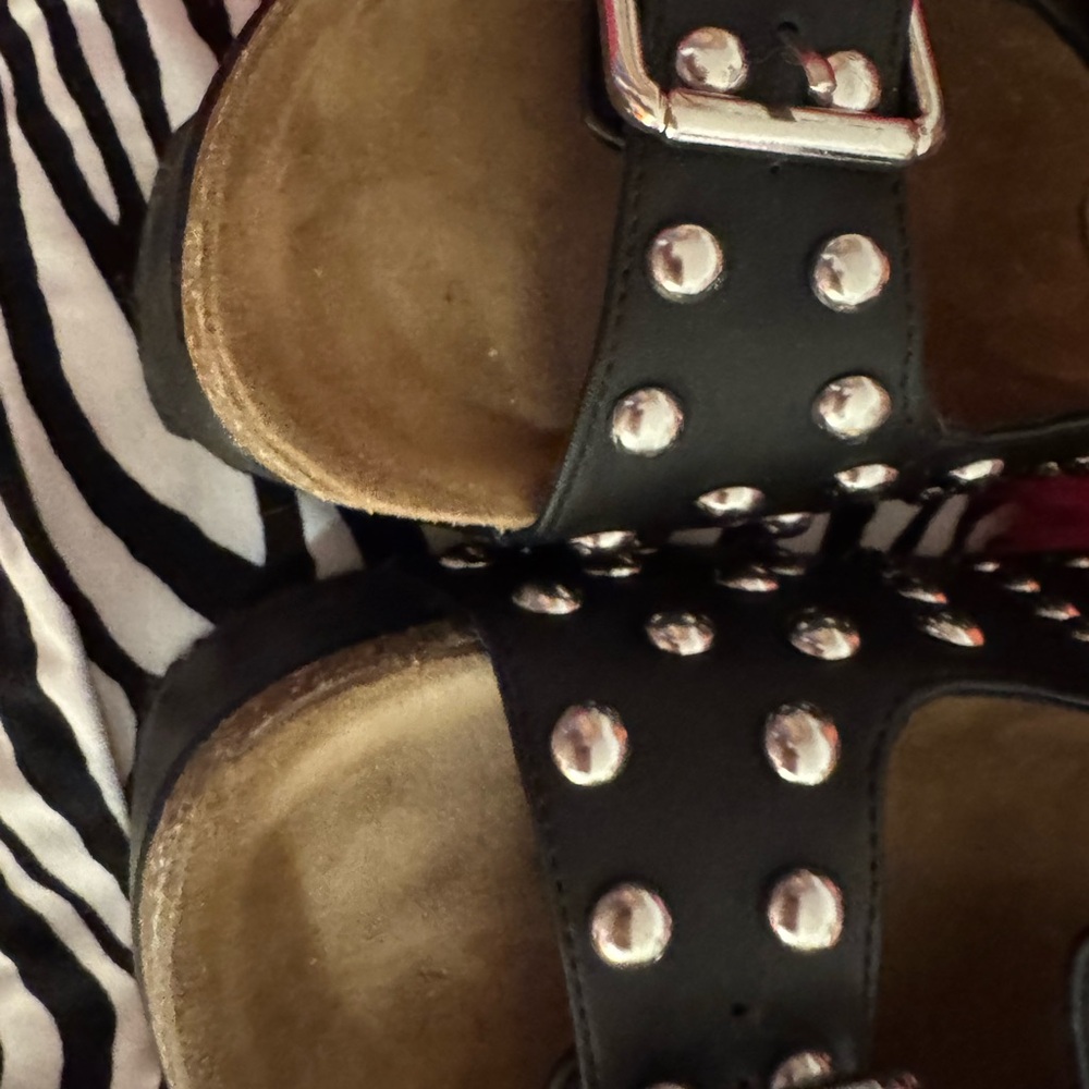 Steve Madden Studded Platform Sandals Size 7 🖤 Double Buckle Rockstar - Picture 10 of 12